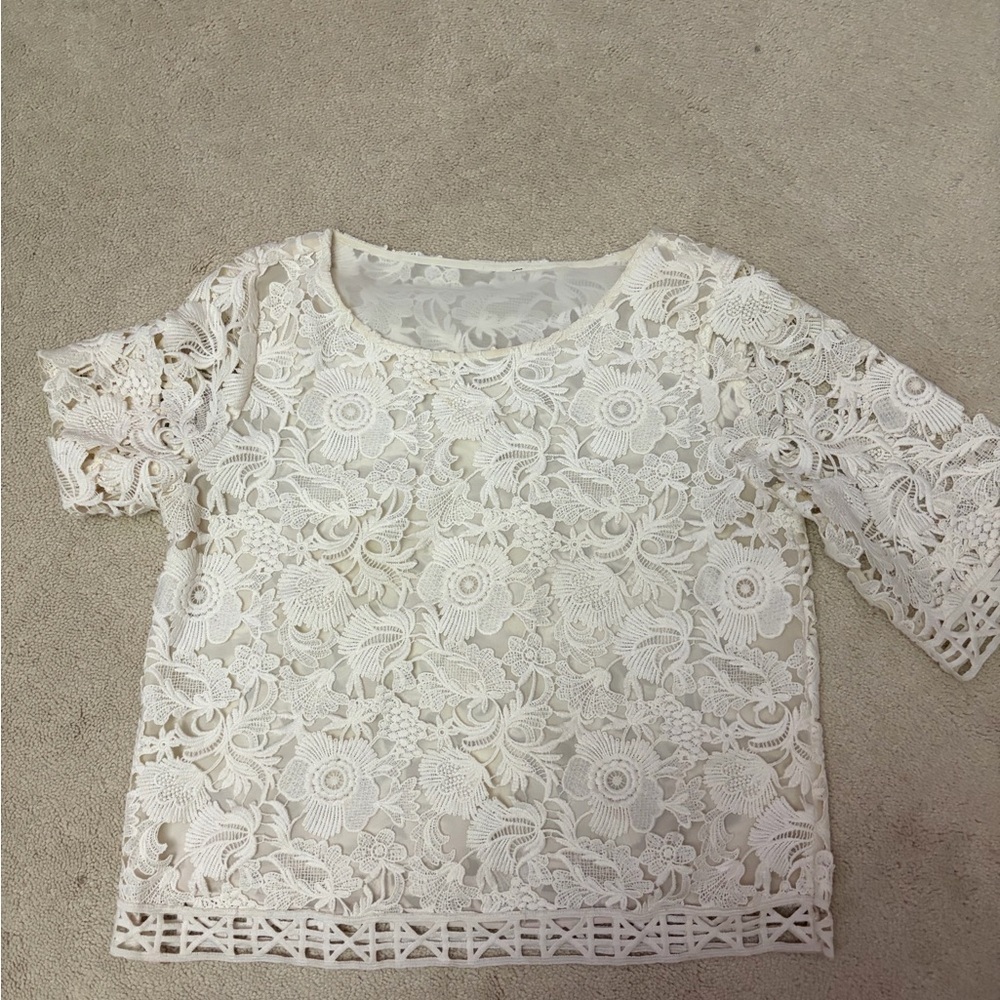 Elegant Ann TaylorWhite Lace Top